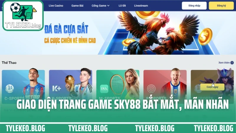 Sky88 - chuyên cung cấp kèo chuẩn từng giải, từng giờ, từng ngày 2 Giao diện trang game sky88 bắt mắt, mãn nhãn