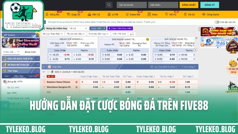 Hướng dẫn đặt cược bóng đá trên five88 - cách chơi nhanh và dễ thắng 3 Hướng dẫn đặt cược bóng đá trên five88 đơn giản