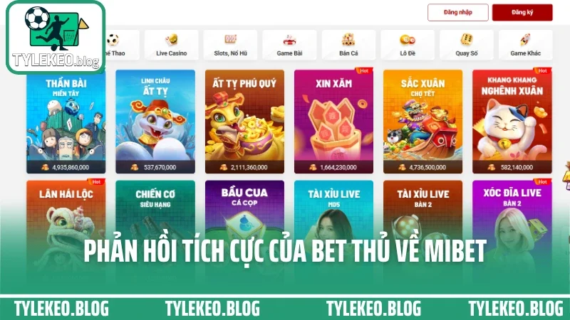 Mibet - trải nghiệm cá cược theo giải với tốc độ siêu mượt 8 Phản hồi tích cực của bet thủ về mibet