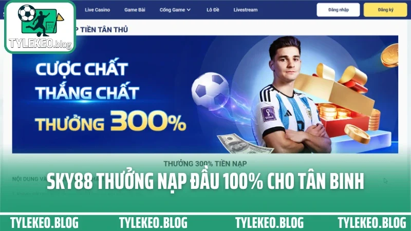 Sky88 - chuyên cung cấp kèo chuẩn từng giải, từng giờ, từng ngày 7 Sky88 thưởng nạp đầu 100% cho tân binh
